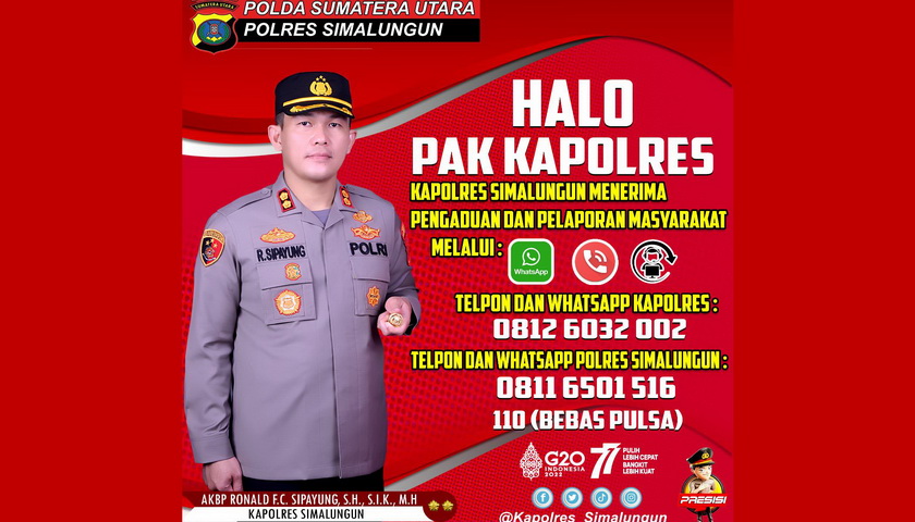 Polres Simalungun meluncurkan Program 'Halo Pak Kapolres', sebagai bentuk peningkatan pelayanan publik bagi masyarakat Kabupaten Simalungun.