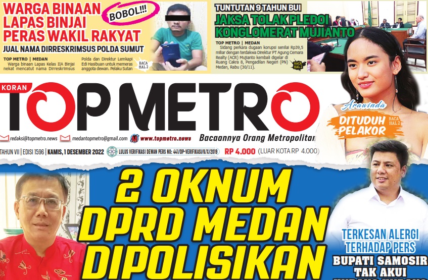 Epaper Top Metro Edisi 1596, Tanggal 1 Desember 2022
