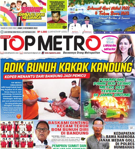 Epaper Top Metro Edisi 1602, Tanggal 9 Desember 2022