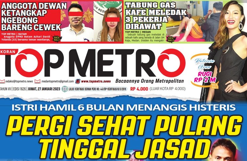 Epaper Top Metro Edisi 1626, Tanggal 27 Januari 2023