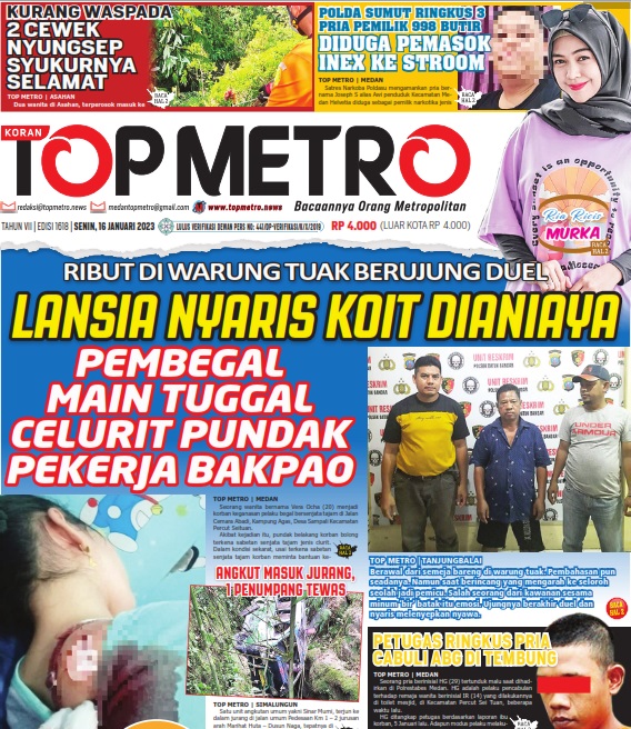 Epaper Top Metro Edisi 1618, Tanggal 16 Januari 2022