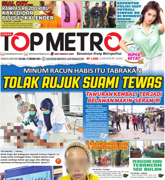 Epaper Top Metro Edisi 1619, Tanggal 17 Januari 2022