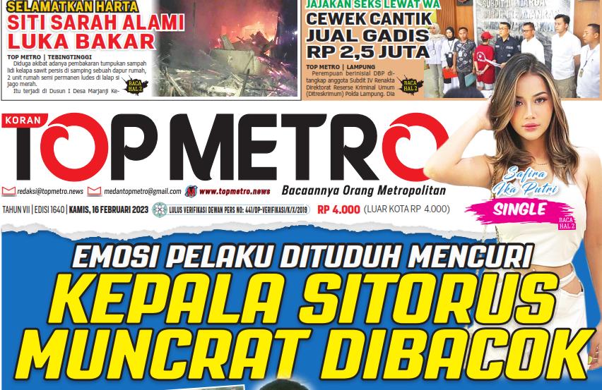 Epaper Top Metro Edisi 1640, Tanggal 16 Februari 2023