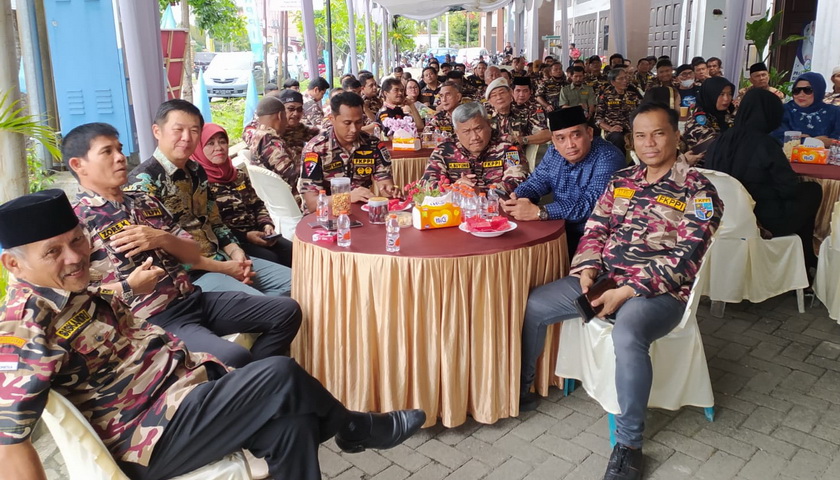 Pengurus Daerah II Generasi Muda Keluarga Besar FKPPI Sumatera Utara, menghadiri acara Halal Bi Halal di Sekretariat PD II KB FKPPI Sumatera Utara, Jalan Kenanga Raya Nomor 14-15, Kecamatan Medan Selayang, Kota Medan, Sabtu (6/5/2023).