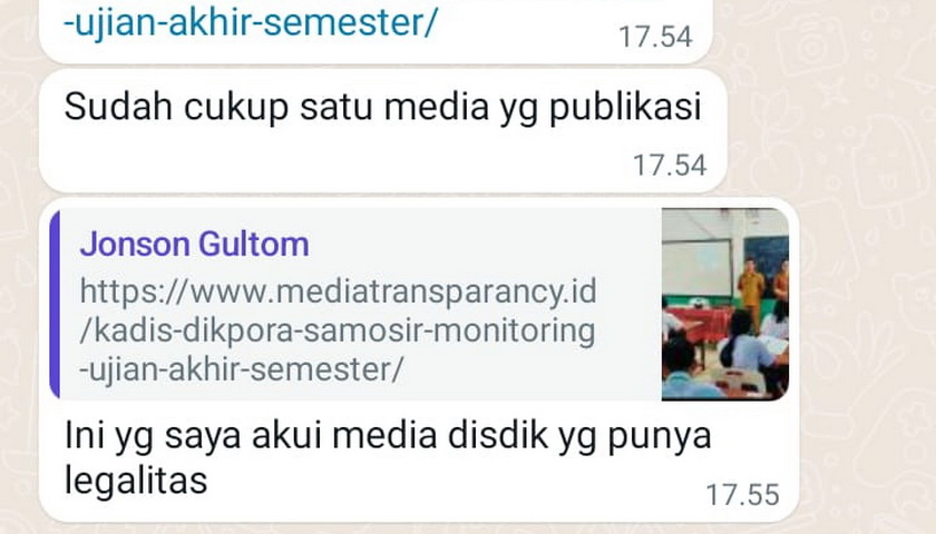 Terkait pernyataan Kadis Pendidikan, Pemuda dan Olahraga Jonson Gultom yang dinilai melecehkan media konvensional terverifikasi Dewan Pers dan tugas wartawan, sejumlah wartawan akan mendatangi Bupati Samosir.