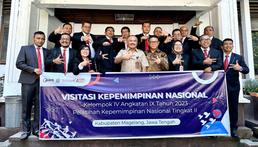 BPSDM Provinsi Sumatera Utara (Sumut) membawa peserta Pelatihan Kepemimpinan Nasional Tingkat II Angkatan IX Tahun 2023 melakukan visitasi (kunjungan) ke Kabupaten Magelang.