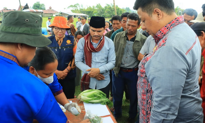 Berkantor di Desa Sideak Kecamatan Palipi, Bupati Samosir meninjau pengerjaan normalisasi jalan Simpang Tanjungan menuju-Dusun III Desa Sideak, Kamis (14/9/2023).