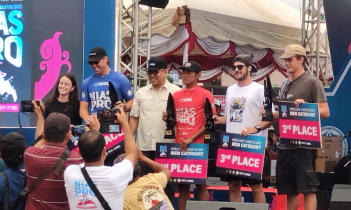 Kejuaraan World Surfing League (WSL) Nias Pro 2023 telah berakhir, Minggu (17/9/2023), di Pantai Sorake, Kecamatan Luahagunde Maniamolo, Nias Selatan, Sumatera Utara.