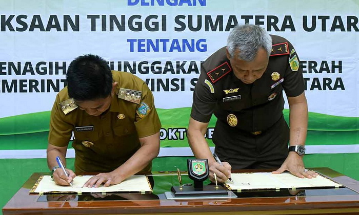 Pemprov Sumut dan Kejati Sumut menandatangani Nota Kesepakatan Bersama untuk mengoptimalisasi Pendapatan Asli Daerah (PAD) Sumut. Salah satunya tentang penagihan tunggakan pajak daerah.