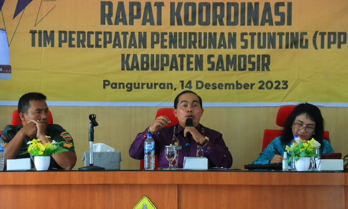 Tim Percepatan Penurunan Stunting (TPPS) Kabupaten Samosir menggelar rapat koordinasi, evaluasi, dan tindak lanjut rencana penurunan stunting