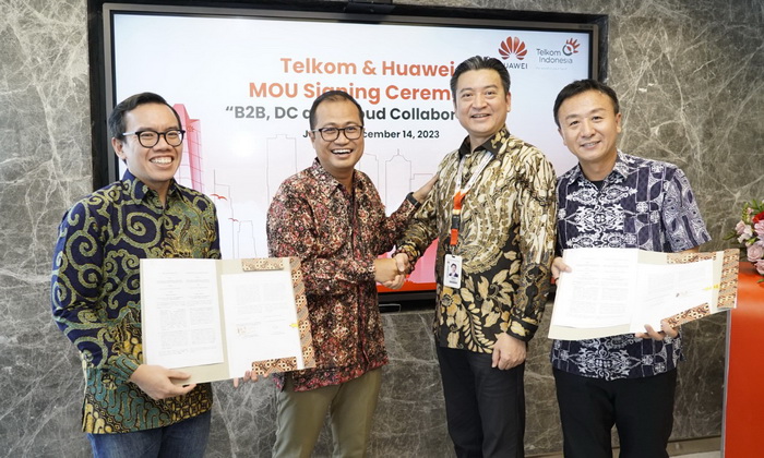 PT Telkom Indonesia (Persero) Tbk (Telkom) dan Huawei Indonesia menutup tahun 2023 dengan kesepakatan kerja sama strategis dalam pembangunan layanan dan solusi B2B (Business-to-Business)