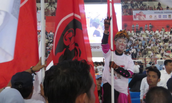 Pro Jokowi (Projo) Sumatera Utara (Sumut) mewarnai Kampanye Prabowo Gibran, di Gedung Olahraga (GOR) Serbaguna Pancing Jalan Williem Iskandar, Sumatera Utara, Sabtu (13/1/2024).
