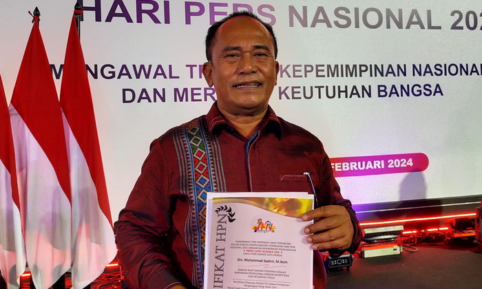 Insan pers kembali membanggakan Sumatera Utara dengan menerima Press Card Number One (PCNO) dalam rangkaian Puncak Perayaan Hari Pers Nasional (HPN) 2024 di Econvention Ancol, Jakarta, Selasa (20/2/2024).