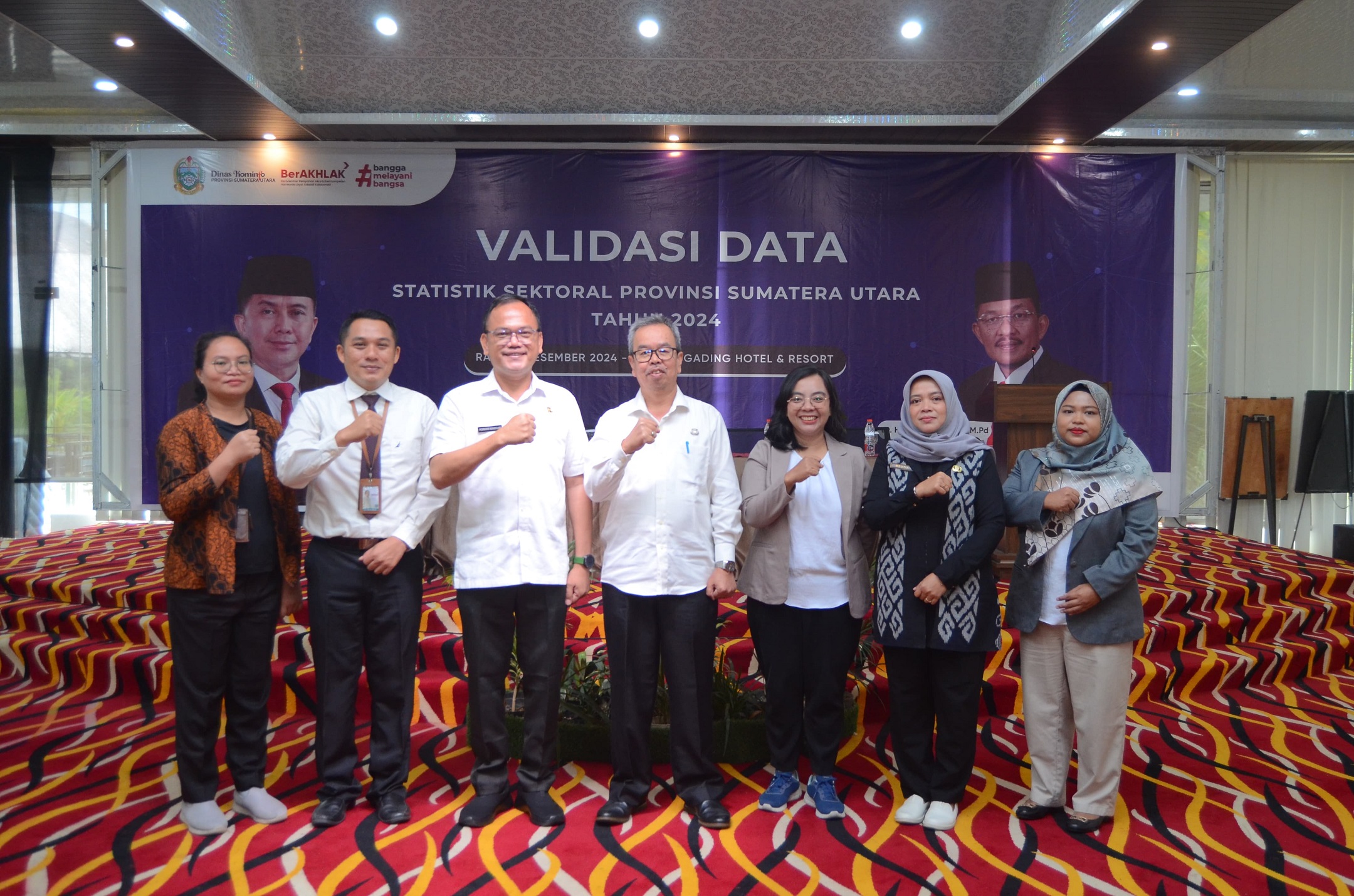 Sekretaris Dinas Achmad Yazid Matondang mewakili Kepala Dinas Kominfo Provinsi Sumut Ilyas Sitorus membuka acara Validasi Data Statistik Sektoral Provinsi Sumut tahun 2024 di Pancur Gading Hotel & Ressort Delitua Deliserdang, Rabu (4/12).