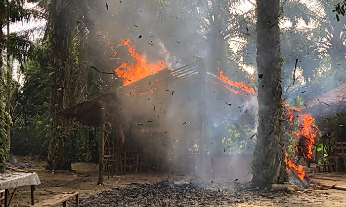 Jajaran Polrestabes Medan bersama Detasemen Polisi Militer (Denpom) 1/5 Medan menggerebek lokasi yang diduga sebagai arena judi sabung ayam di Desa Namo Bintang, Dusun VII, Kecamatan Pancur Batu