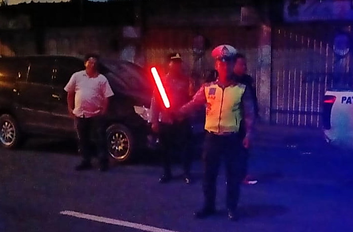 Satuan Lalu Lintas (Satlantas) Polres Langkat menggelar Patroli Blue Light pada malam hari, Sabtu (2/8/2025).