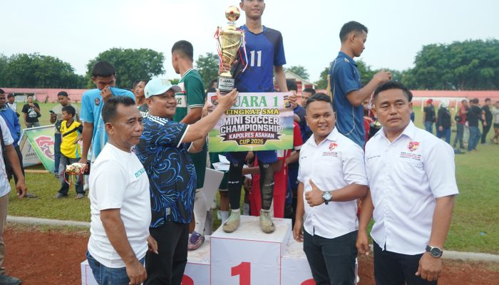 akil Bupati Asahan, Rianto SH MAP dorong pembinaan talenta muda melalui mini soccer championship Kapolres Asahan Cup 2026.